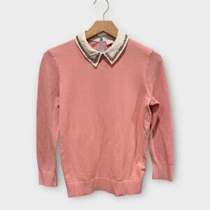 TED BAKER LONDON  Thara Beaded Collar 3/4 Sleeve Sweater Size 1